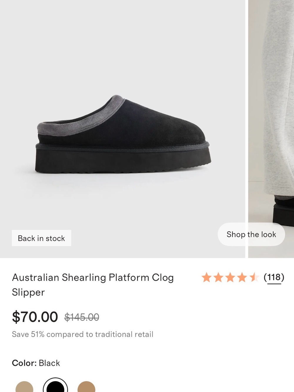 Quince Black Shearling Platform Clog